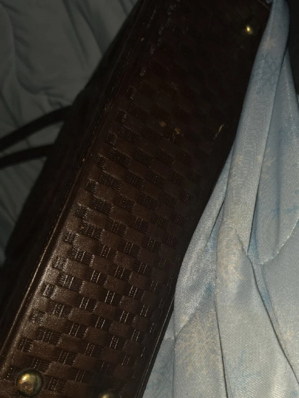 Classic Brown Embossed Leather Tote Bag. Top Knotch, Handcrafted, Purchased In T